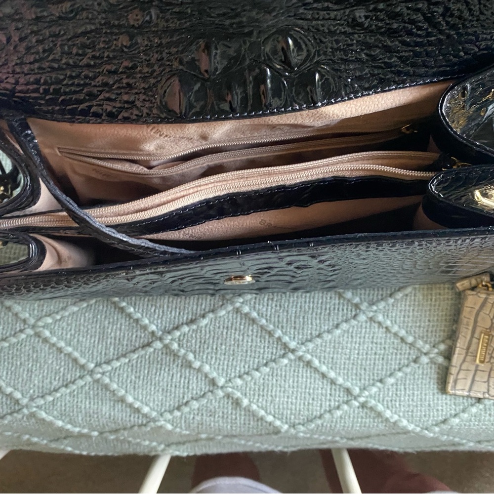 Brahmin Black Jacquelyn Crossbody Bag with Crocodile Embossed Leather - Picture 3 of 6